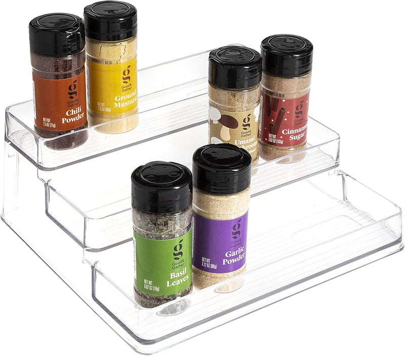 Simplemade 3-Tier Spice Rack Organizer - Versatile Storage Shelf for Kitchen, Bathroom, Bedroom & Office, Set of 1, Clear - Image 1